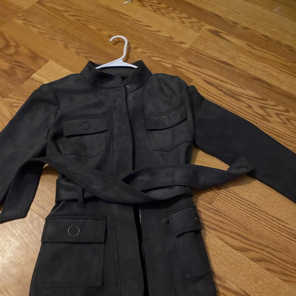 White House Black Market Dark Gray Faux-Suede Jacket - Picture 10 of 10